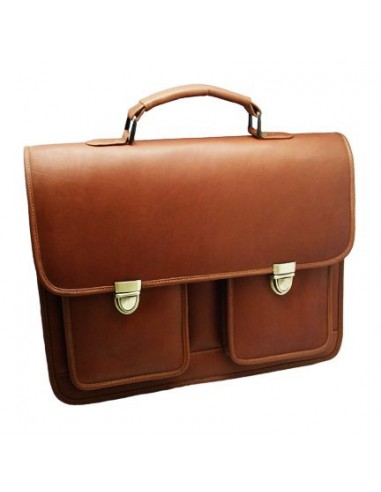 Full-Grain Leather Flapover Laptop Brief Par le système avancé 