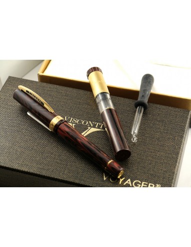 Visconti Voyager 30 Red/Brown Matching 3 Limited Edition Fountain Pen Set la livraison gratuite