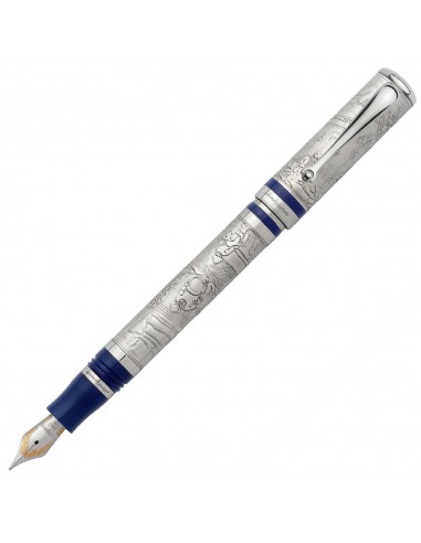 Montegrappa 1849 E-W "California Gold Rush" Silver Fountain Pen une grave pollution 