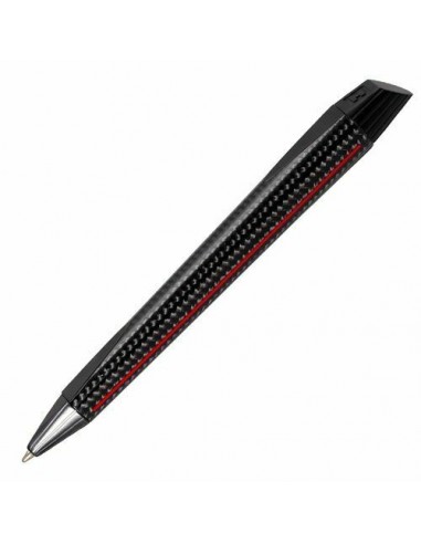 Edelberg Sloop EB-1017 Glossy Carbon Fiber w/Red Stripe Ballpoint Pen de France