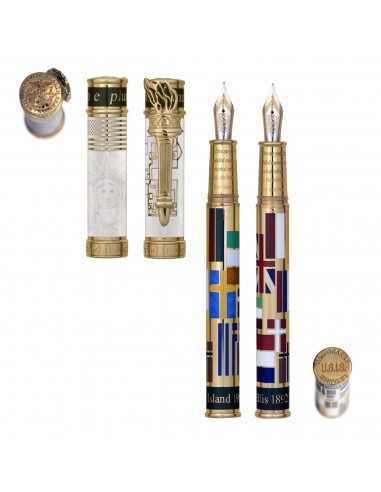 David Oscarson - Ellis Island Collection Fountain Pen in Gold Vermeil chez Cornerstreet bien 