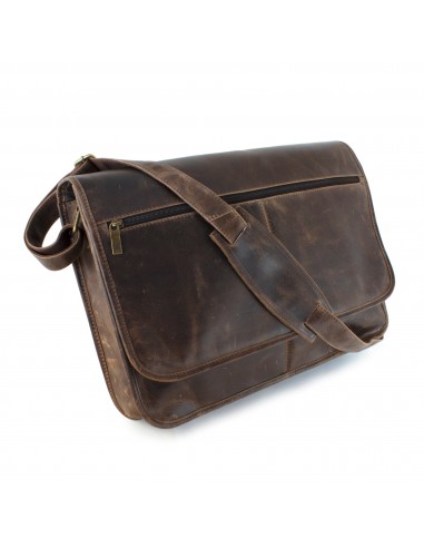 DayTrekr Distressed Leather Laptop Messenger Bag pas cher