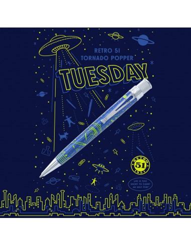 Retro 51 LE Tornado Popper Tuesday & The Herald Rollerball w/Rickshaw Pen Sleeve brillant des détails fins