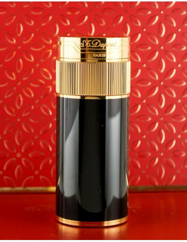 ST Dupont Black Lacquer & Gold Plated Cylindrical Table Lighter - VINTAGE Vous souhaitez 