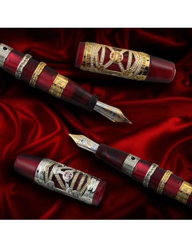 Visconti Jung Alchemy HRH Limited Edition White/Yellow Gold Fountain Pen brillant des détails fins