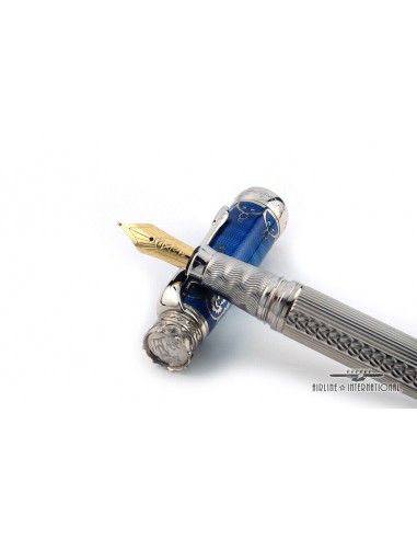 Michel Perchin Imperial 10th Anniversary Blue Rhodium Fountain Pen de la marque