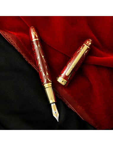 Michel Perchin Ruby Red Vermeil Monogram Limited Edition Fountain Pen Faites des économies