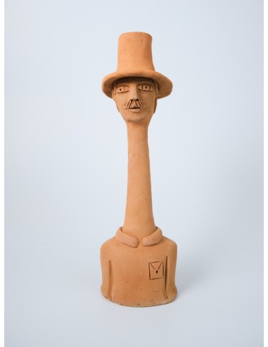 Bougeoir Hombre en terracota aux motifs des fleurs - Artisanat Mexicain du meilleur 