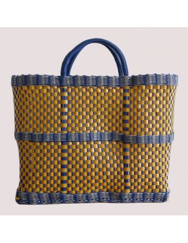 Sac de plage Oaxaca " Bleu / Amarillo " Extra Grand Artisanat Mexicain. de la marque