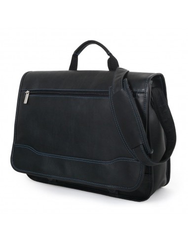 DayTrekr Messenger - Black w/Blue Top Stitching une grave pollution 