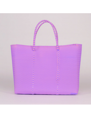 Sac de plage Oaxaca "Morado/Rosa cuadros" Artisanat mexicain. une grave pollution 